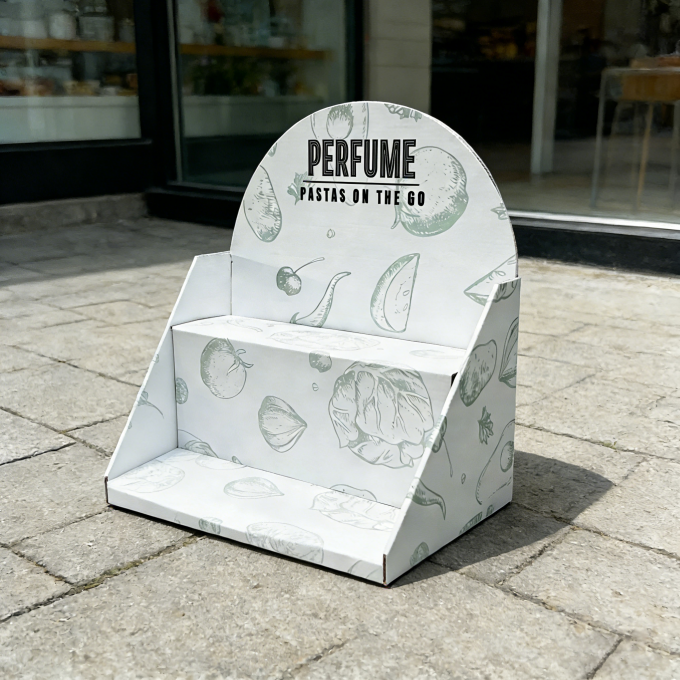 Детальный вид складной картонной парфюмерной стойки