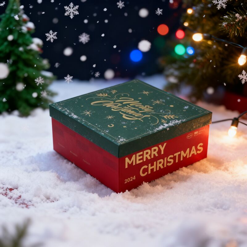 Настраиваемый красный рождественский праздничный картонный подарочный ящик с крышкой и основанием для оптовой и розничной торговли