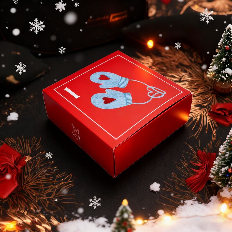 Настраиваемый красный рождественский праздничный картонный подарочный ящик с крышкой и основанием для оптовой и розничной торговли