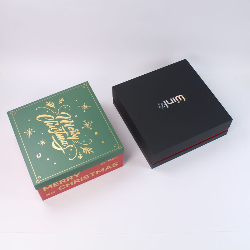 Настраиваемый красный рождественский праздничный картонный подарочный ящик с крышкой и основанием для оптовой и розничной торговли